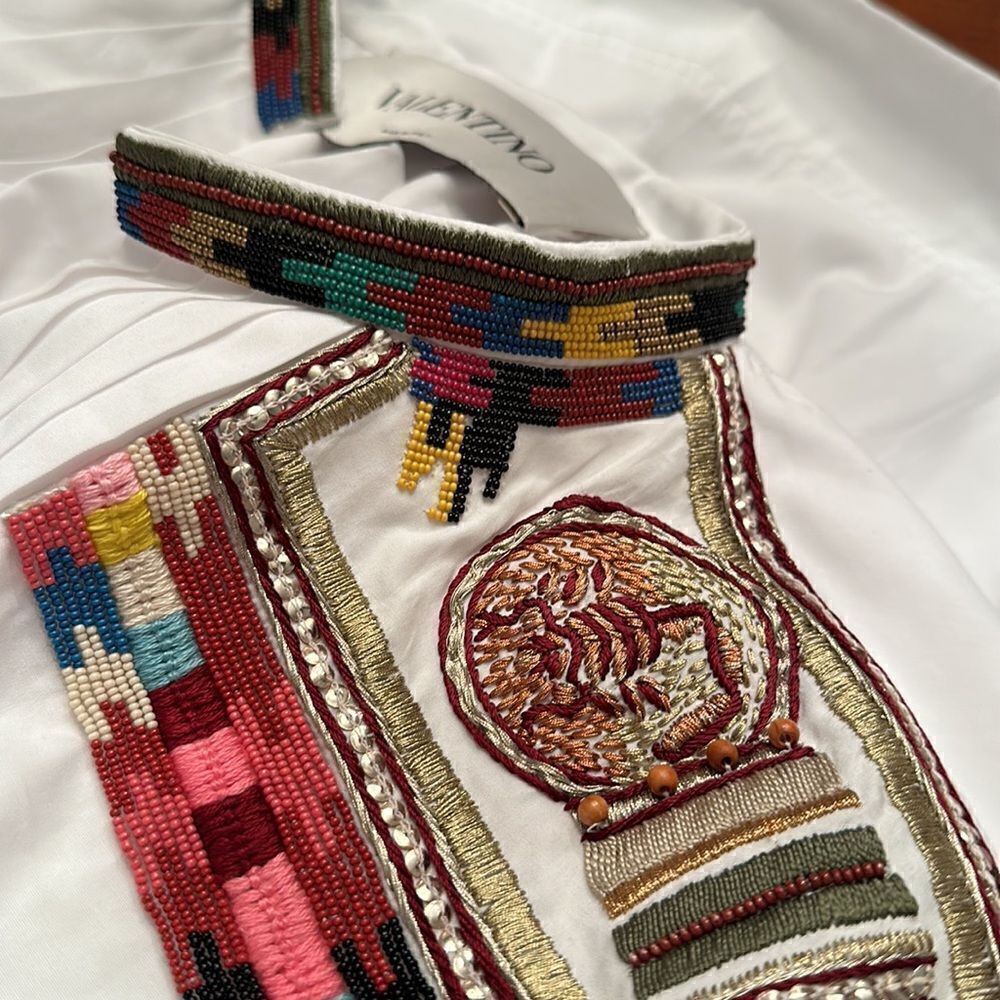 Valentino Women’s  beads embellished cuffs dress  in white size 6 NWT $4700 - Picture 8 of 15